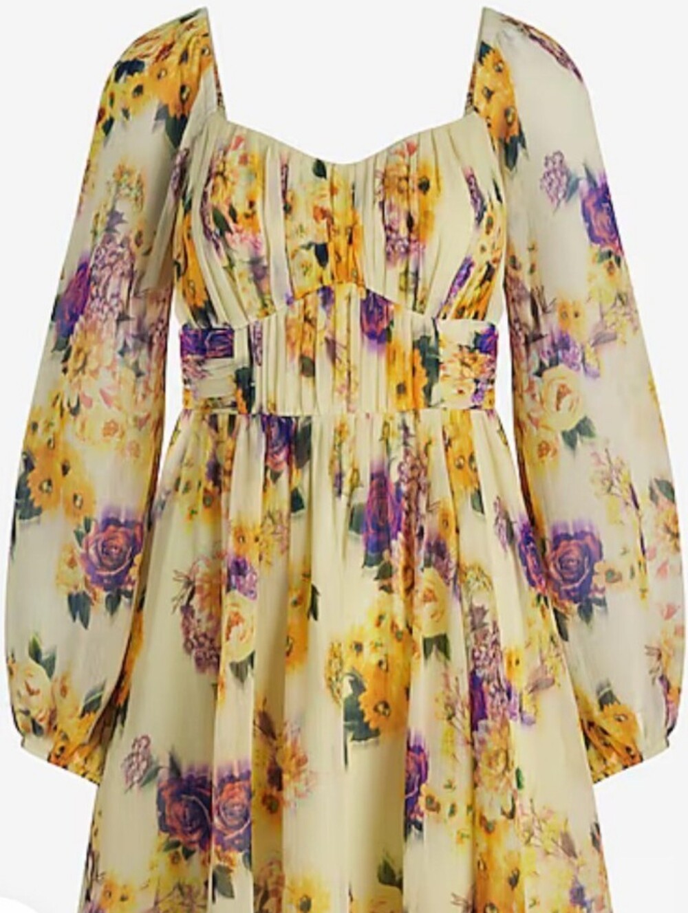 Express Yellow and Purple Floral Mini Dress